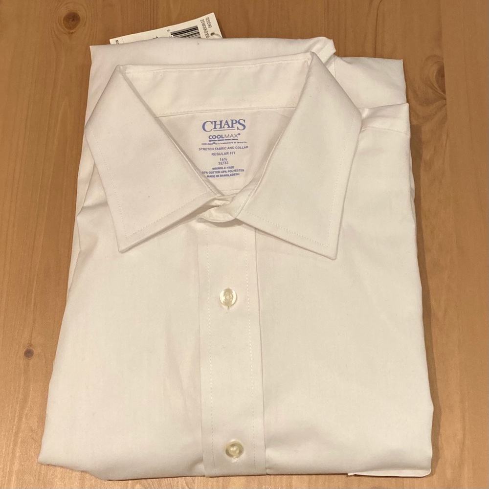 Chaps 16.5, 32/33 Coolmax Regular Fit Dress Shirt